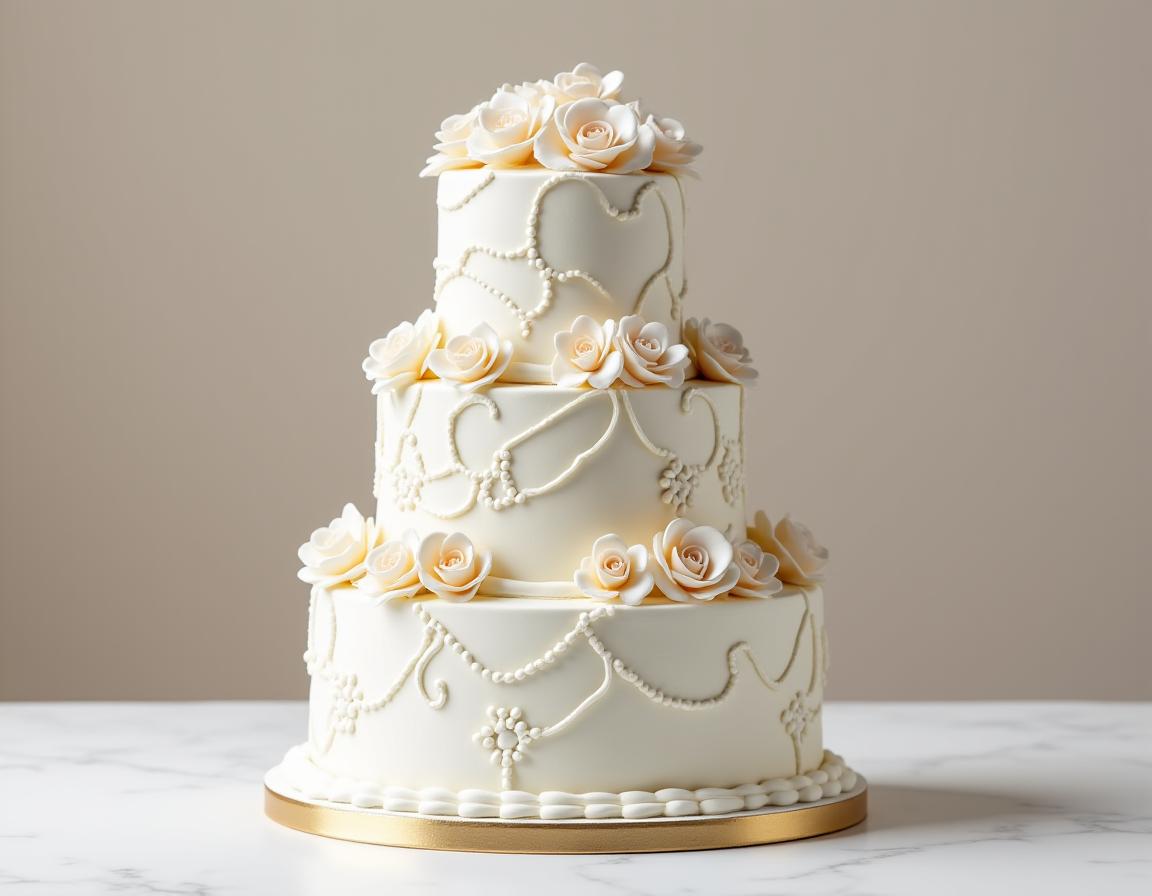 Wedding cake elegant design Singapore bakery catering